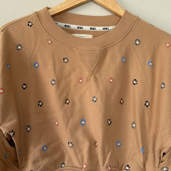 NWT Madewell MWL cropped camel floral sweatshirt small - Picture 2 of 5